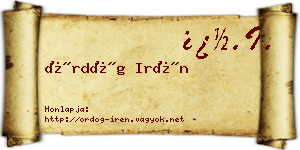 Ördög Irén névjegykártya